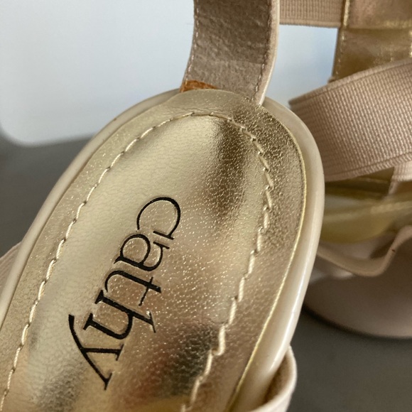 CATHY Beige material heels - Picture 5 of 8